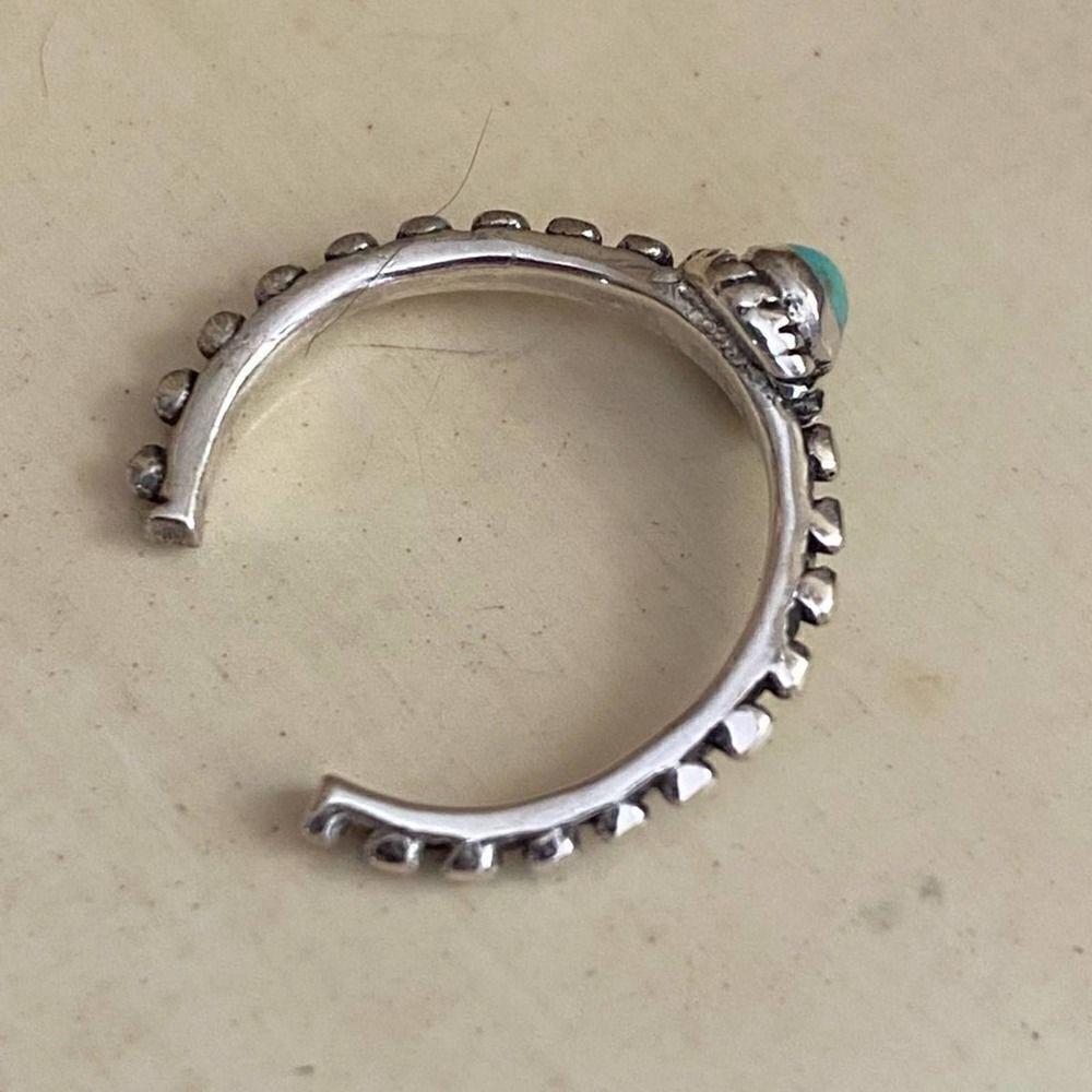 Sterling Silver Bali Style Turquoise Toe Ring Adjustable - Picture 4 of 4